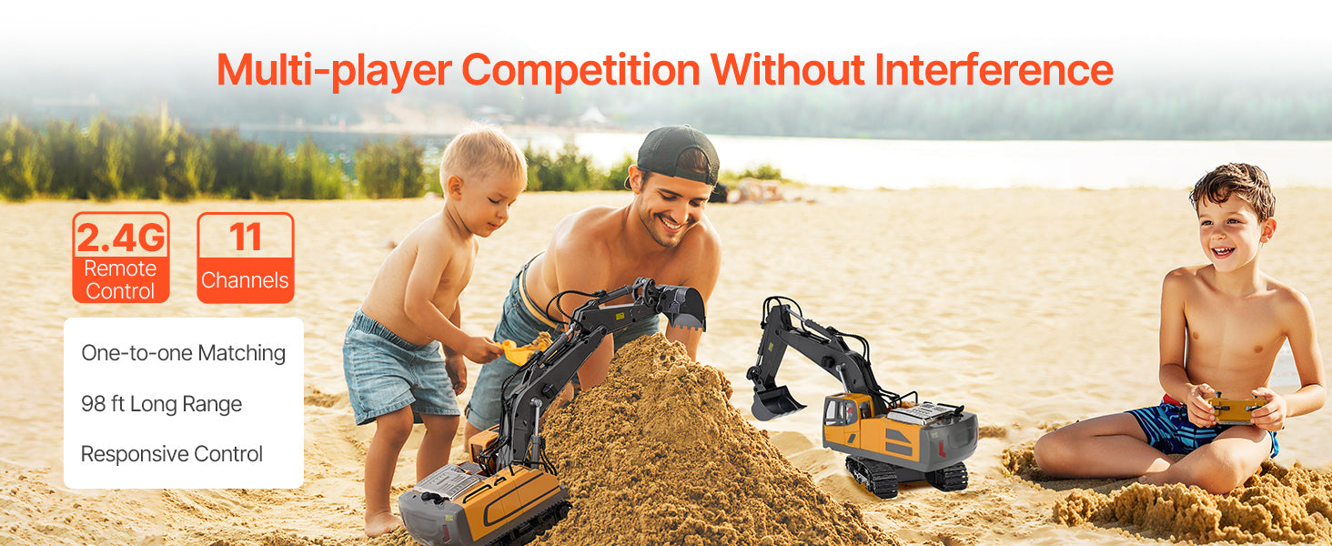 VEVOR 2.4G Rc Excavator 1:20 Scale with Lights & Sounds Construction Vehicles Remote Control Car Digger Toys for Kids Boys Gifts