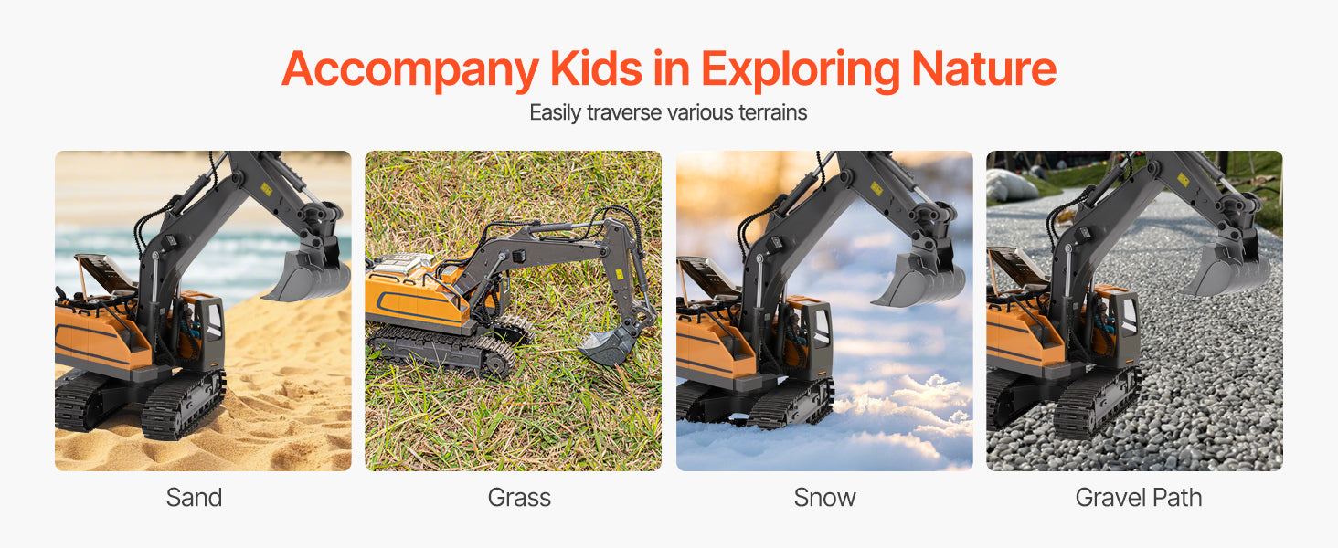 VEVOR 2.4G Rc Excavator 1:20 Scale with Lights & Sounds Construction Vehicles Remote Control Car Digger Toys for Kids Boys Gifts